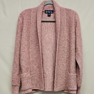 Vintage Le Chois Boucle Pink Knit Cardigan Sweater | Size Medium